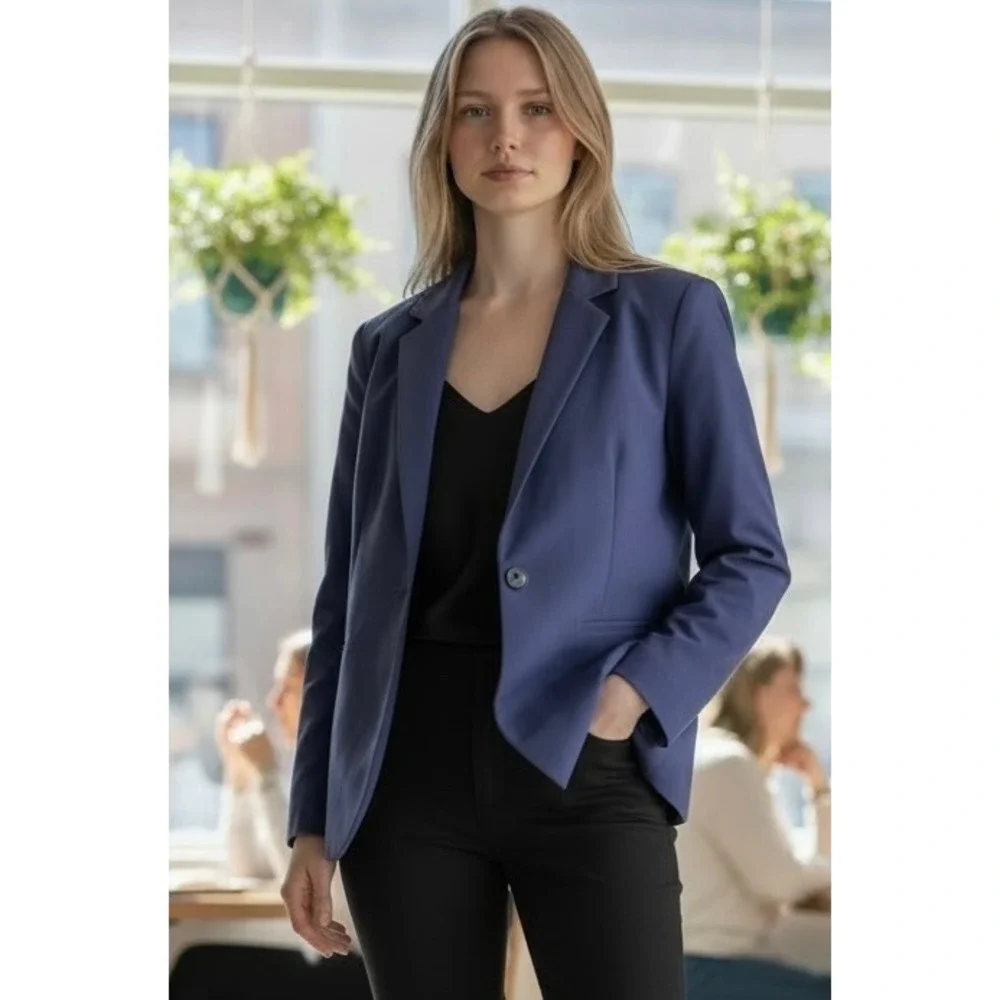 Beige Botany Blue Two Button Tailored Blazer Jacket A1794J SM - Picture 1 of 7